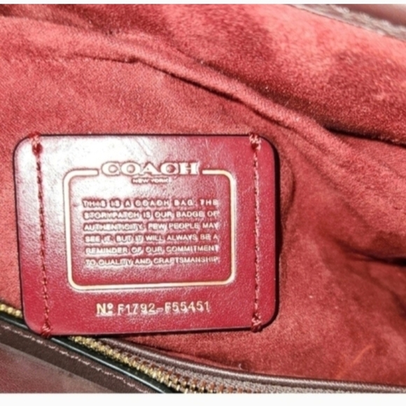 Coach Burgundy/Wine Embossed Leather Shoulder Satchel with Gold Chain - Picture 4 of 5